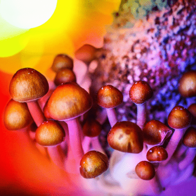 magic mushrooms with rainbow